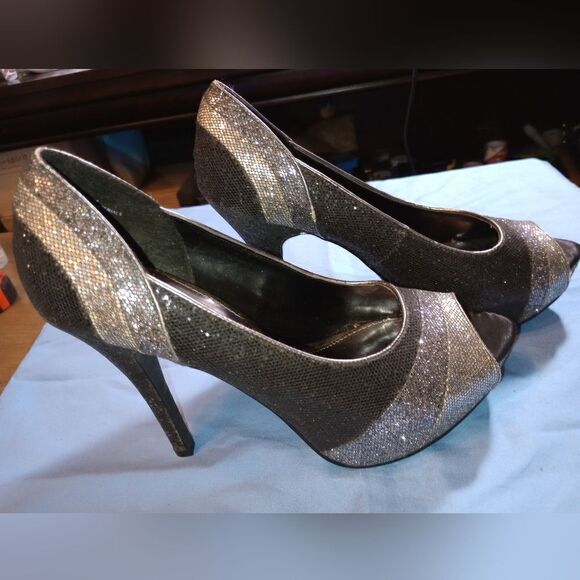 Worthington 5" sparkly open toe heels, size 9M - Picture 7 of 10